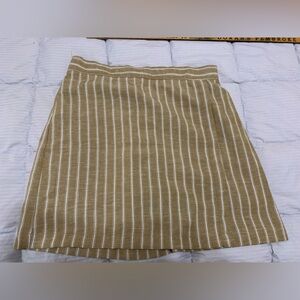 Max Studio Tan Striped A-Line wrap Skirt coastal grandma old money